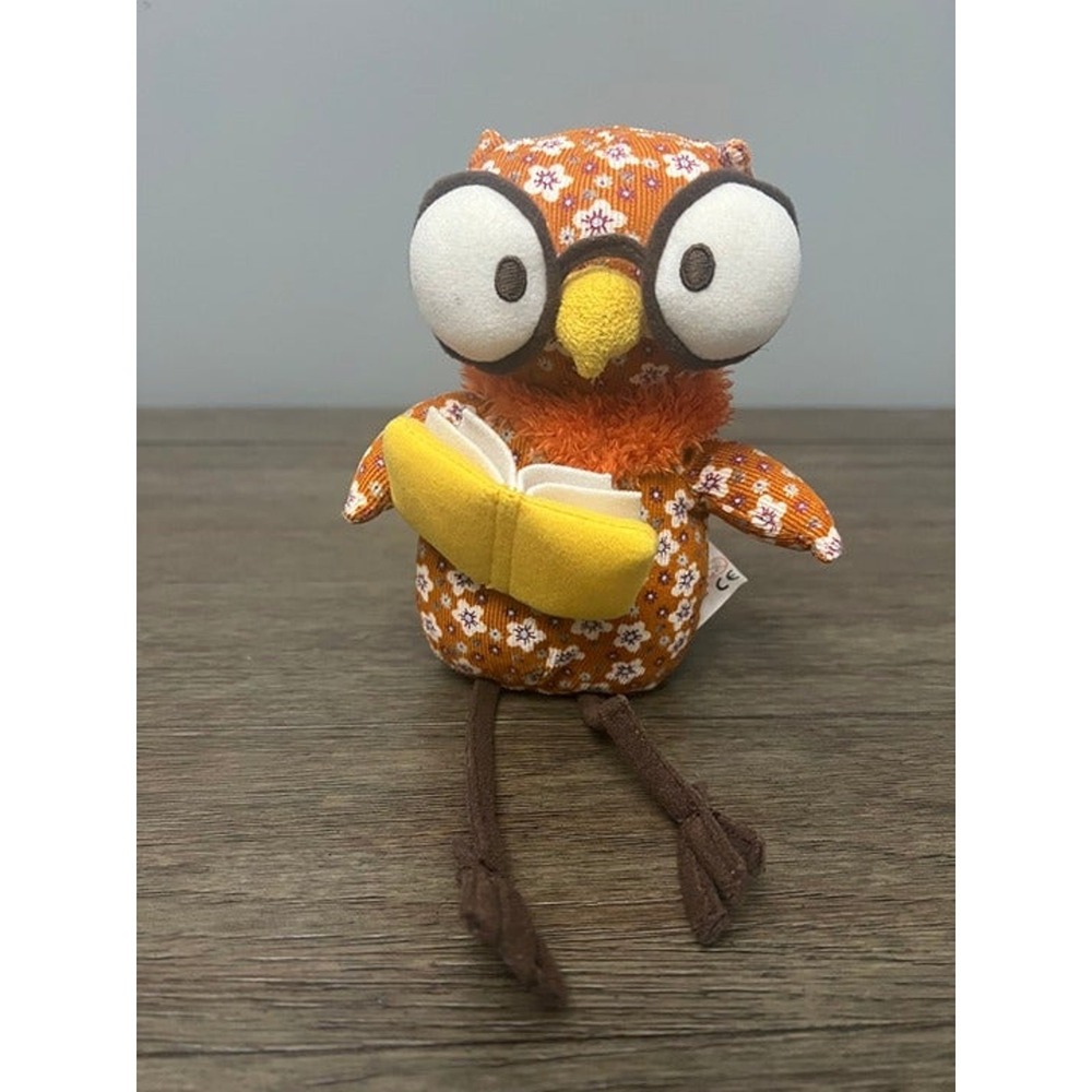 Starbucks Coffee Company Owl Plush Orange Floral Corduroy Glasses Book Reading